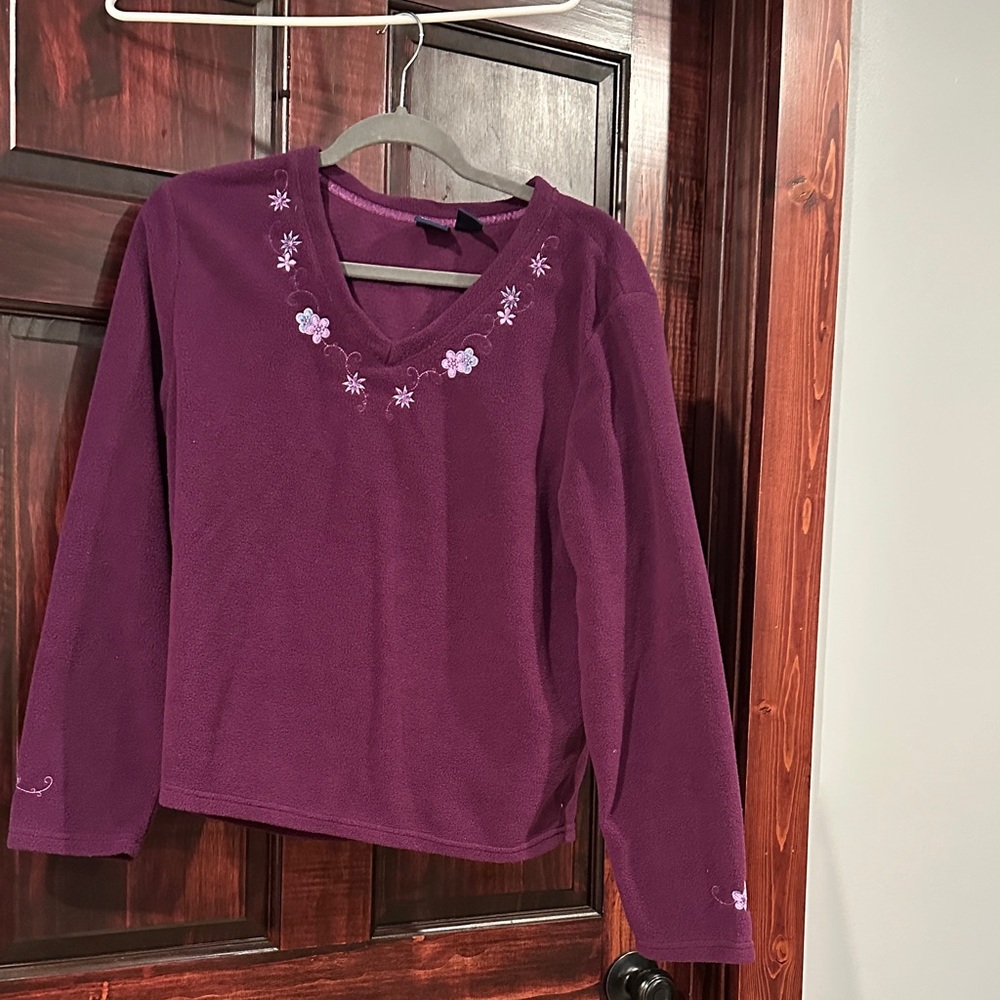 Basic Editions Plum Sweater with Floral Details